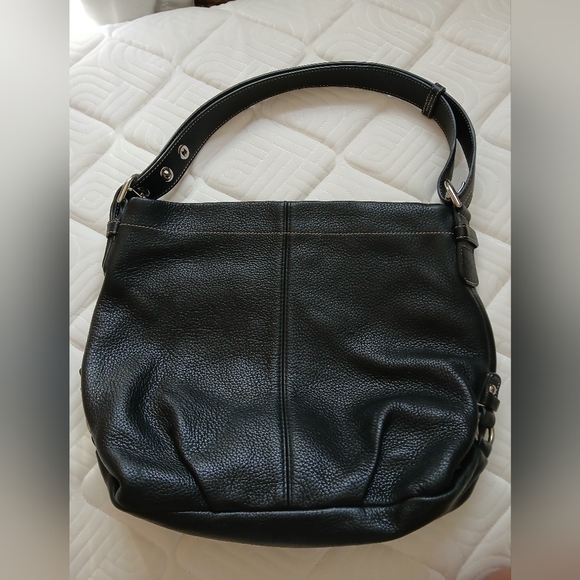 Coach Black Pebbled Leather Shoulder Bag - Picture 1 of 13